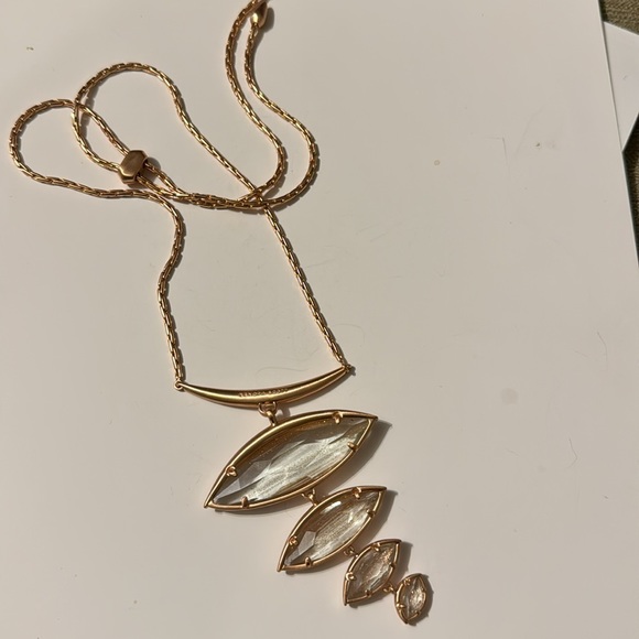 Kendra Scott Morris Hi Low Necklace Rose Gold Plated and Gold Dusted Gla… - Picture 8 of 9